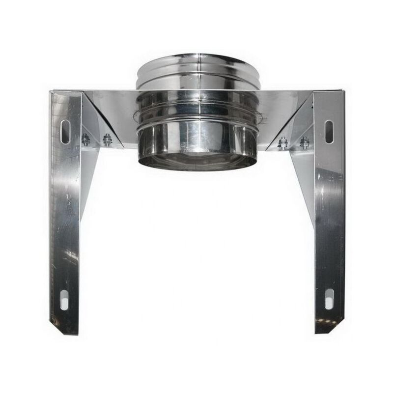 MBM - Cheminee double paroi isole support mural ouvert inox dn 80/130