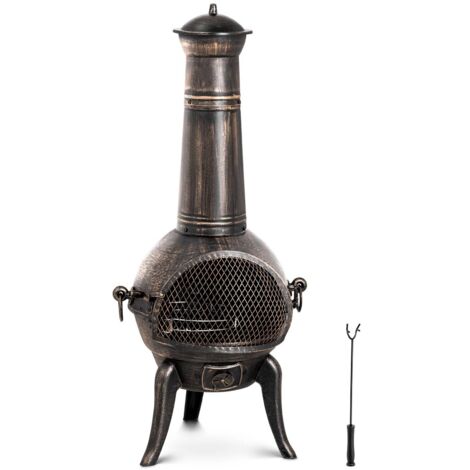Cheminée Mexicaine En fonte Poêle De Terrasse Brasero Chauffage Extérieur 113cm