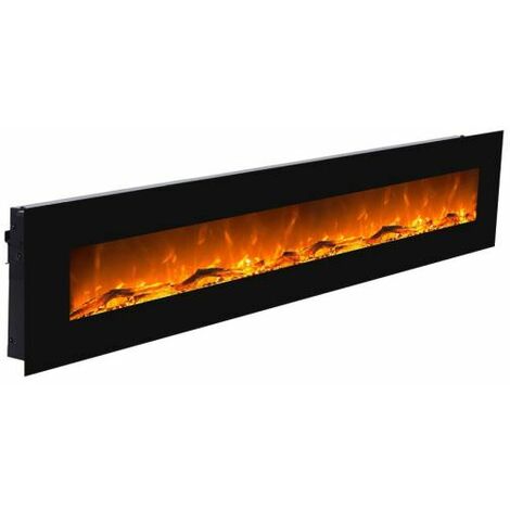 Cheminée murale électrique Black Led cm 55x241x14 GLOW-FIRE 190110