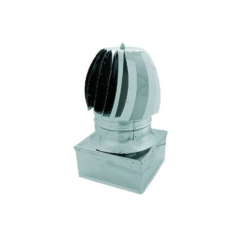 Chemine'e radiante en acier inoxydable, avec palier a' bain d'huile a' base carre'e Acciaio Inox 22x22 cm
