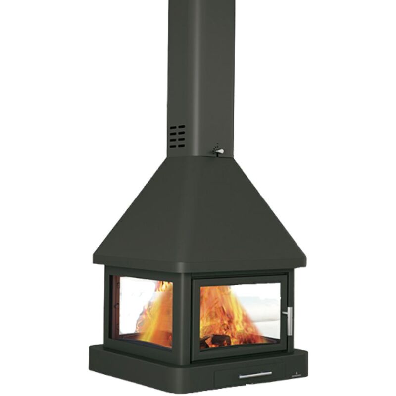 Bronpi - Cheminée suspendue à bois 4 faces Huelva - c 16 kW