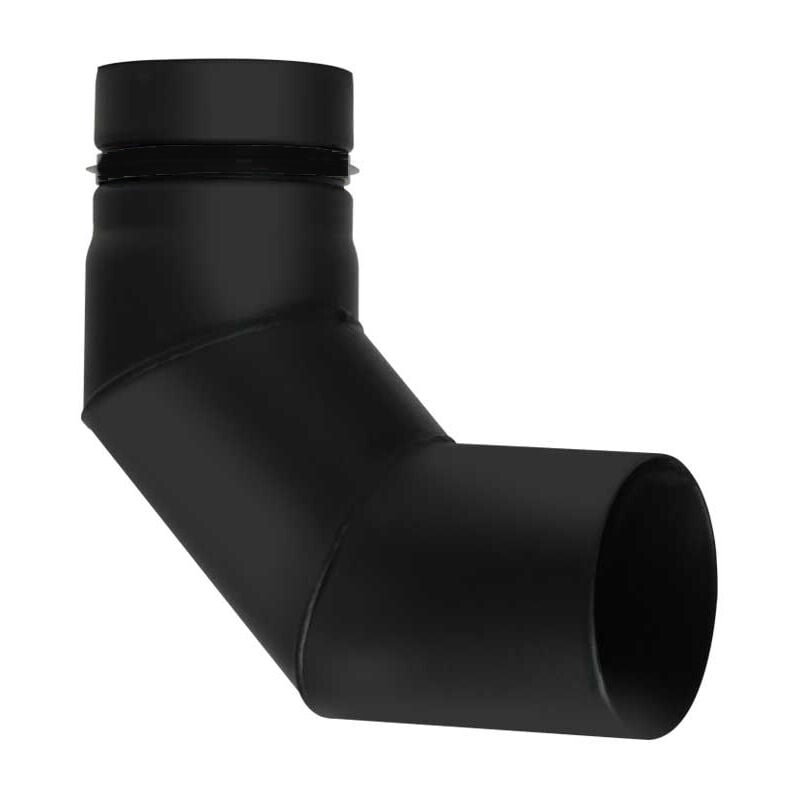 Cheminee tuyau de poele a pellets emaille noir avec joint cache courbe 90 dn 80 conduit 600 ce Made in Italy