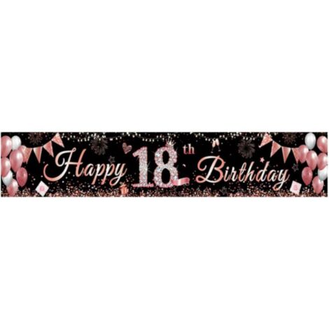 Chemise De Table - 180 X 35 Cm - Noir Rose - Pour Fête D'anniversaire - 1 Pièce