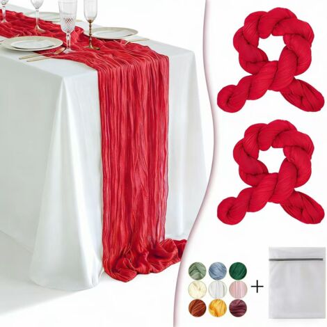 Chemise De Table En Coton Gaze - 35 Pouces De Largeur X 120 Pouces De Longueur - Pour Décoration De Table Mariage Fête Anniversaire - Lot De 2