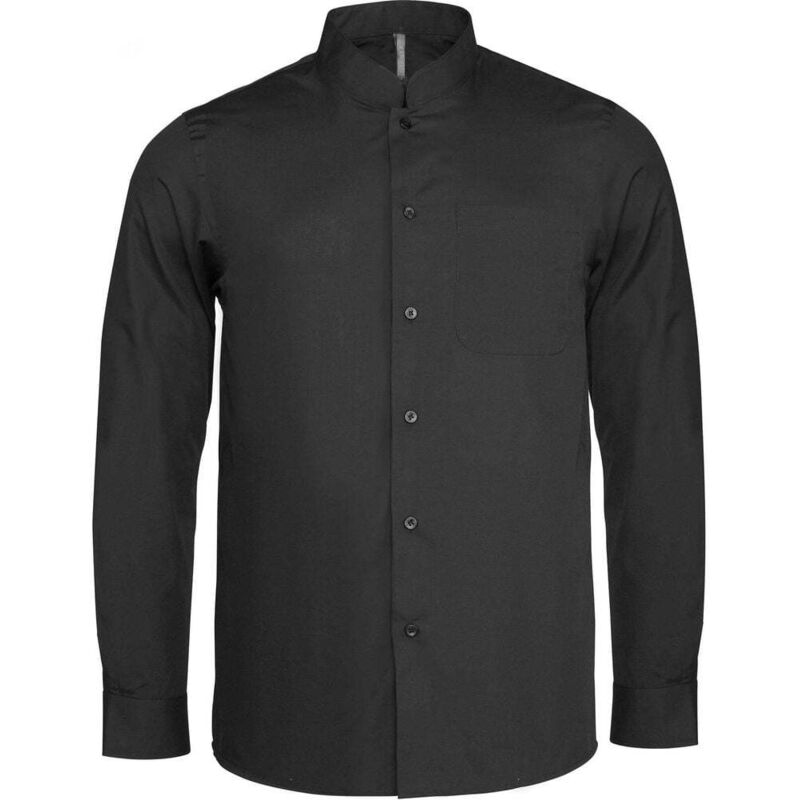 Chemise de travail col mao manches longues Kariban Noir l Chemise de travail col mao manches longues Kariban Noir l