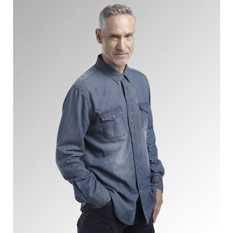 Diadora - Chemise de travail en jean shirt denim - Bleu lavé xxl
