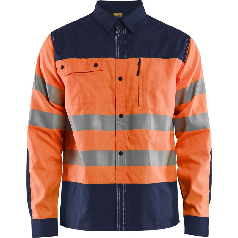 Chemise de travail haute visibilité 3255 - Orange fluo/Marine xxl