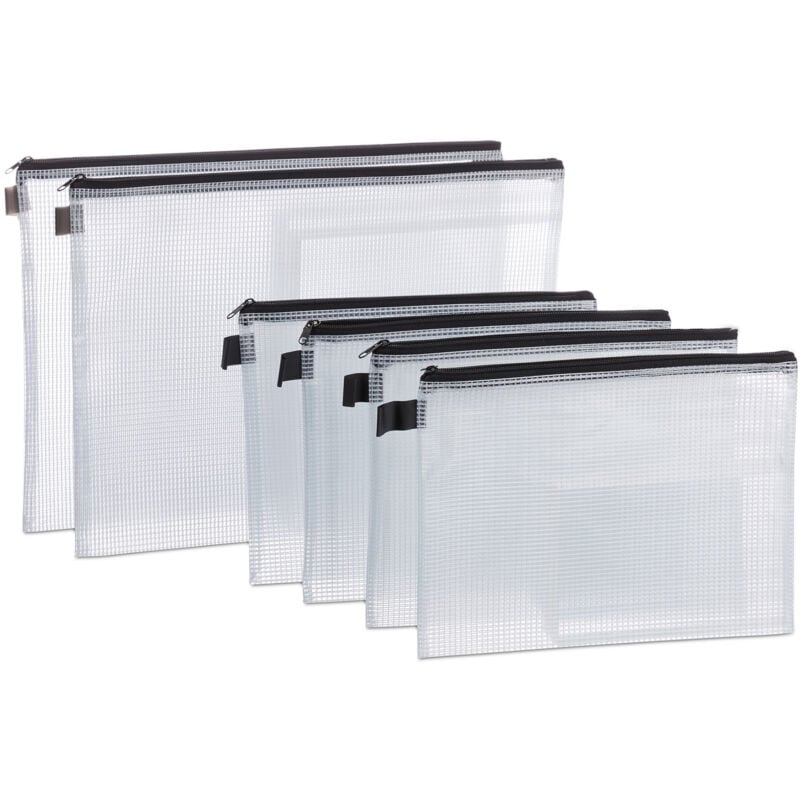 12 x pochette à documents, din A4 & A5, fermeture à glissière, pochette de voyage, pvc, clair