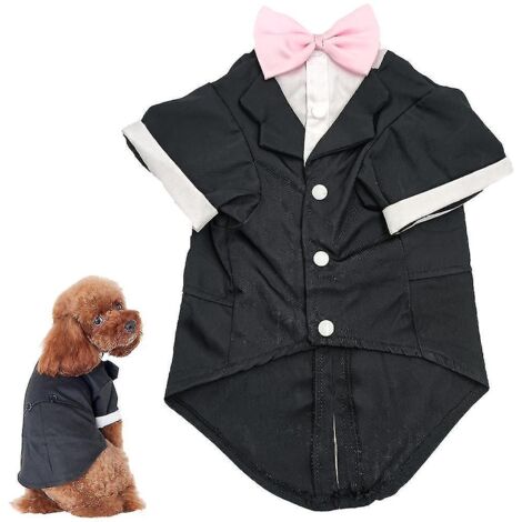 Chemise pour chiot, vêtements pour petits chiens, costume élégant avec nœud papillon, chemise de mariage, smoking formel