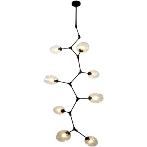 Chemistry negro vertical - Lámpara colgante vertical moderna negra de 8 luces
