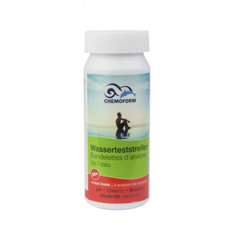 Chemoform 4-in-1 Teststreifen 50 Wasserteststreifen für pH, Chlor, Brom, Alkalinität