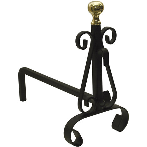 Chenets en fer forgé 38 x 33 cm (2 pièces)
