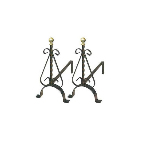 Chenets Torciglione avec boutons en laiton - cm.19x40x33h.