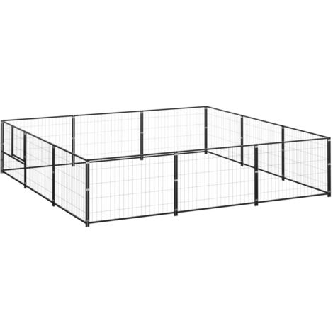Chenil-Abri pour chien-Cage pour chien Noir 9 m² Acier 747543