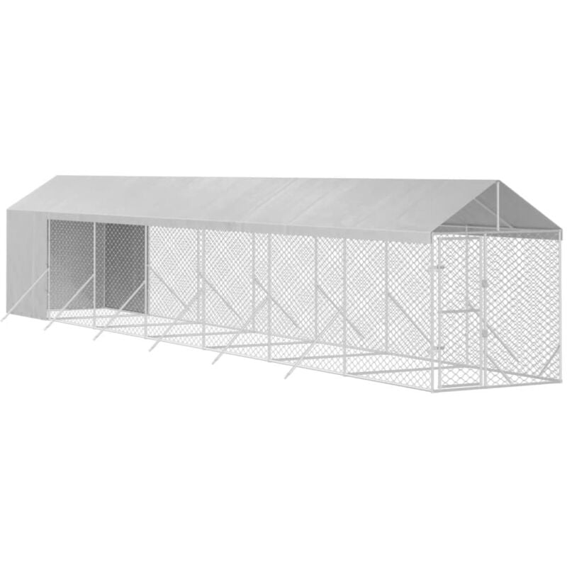 Chenil cage enclos pac animaux d'extérieur pour chiens avec toit argenté 2 x 14 x 2,5 m Argent