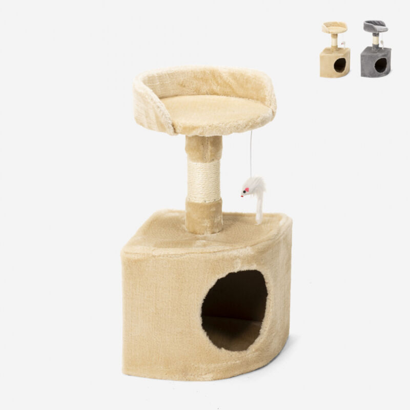 Chenil de plate-forme de colonne de sisal 60 cm peluche d'angle de poteau de chat Korat | Beige
