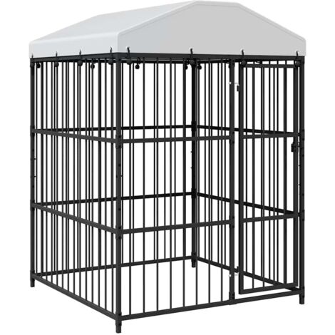 Chenil d'extérieur avec toit Enclos Parc Cage pour chiens 150x150x210 cm 91561