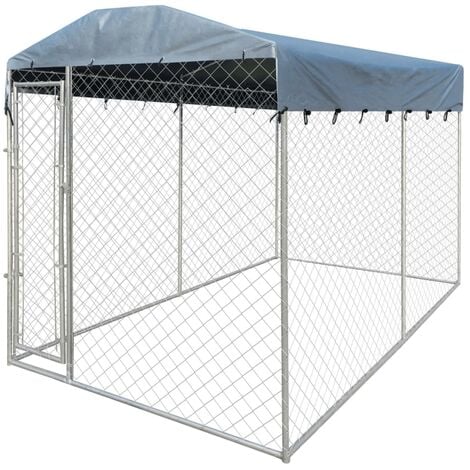 Chenil d'extérieur avec toit pour chiens 4 x 2 m