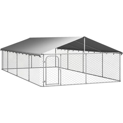 Chenil d'extérieur avec toit pour chiens - Parc enclos pour animaux 600x300x150 cm BV316318