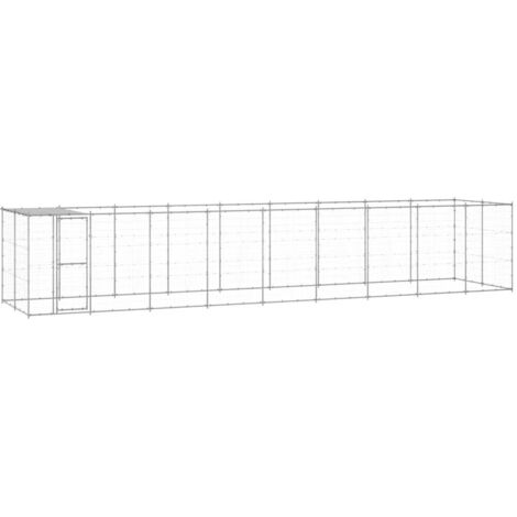 Chenil d'extérieur, Enclos Parc Cage pour animaux Acier galvanisé avec toit 21,78 m² LKF76440