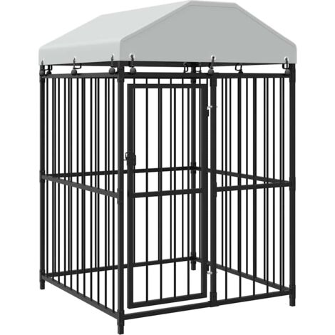 Chenil d'extérieur, Enclos Parc Cage pour animaux avec toit pour chiens 120 x 120 x 150 cm LKF17856