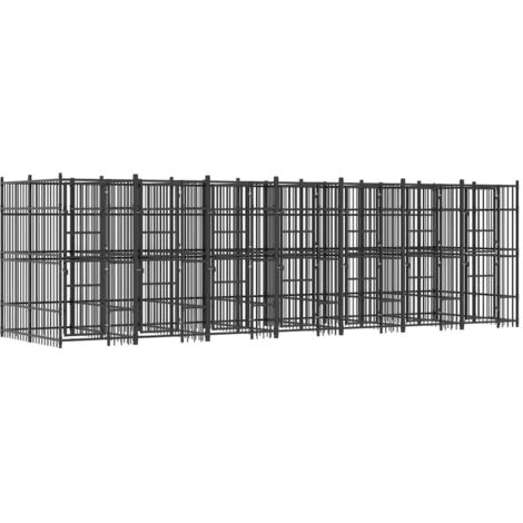 Chenil d'extérieur, Enclos Parc Cage pour animaux pour chiens Acier 12,9 m² LKF30322