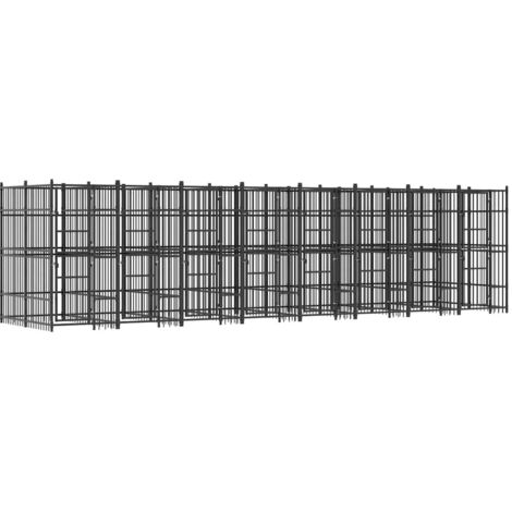 Chenil d'extérieur, Enclos Parc Cage pour animaux pour chiens Acier 14,75 m² LKF73393