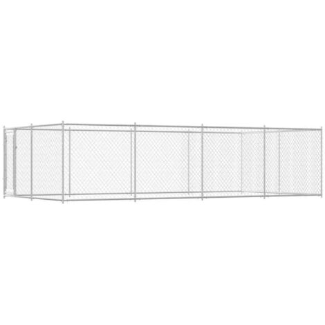Chenil d'extérieur Enclos Parc Cage pour chiens 8 x 4 x 2 m 37749