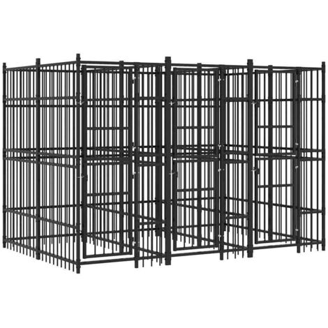 Chenil d'extérieur  Enclos Parc Cage pour chiens Acier 5,53 m² 20116