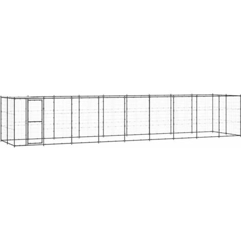 Chenil d'extérieur  Enclos Parc Cage pour chiens Acier avec toit 21,78 m² 60995