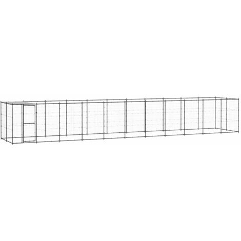 Chenil d'extérieur  Enclos Parc Cage pour chiens Acier avec toit 26,62 m² 52236