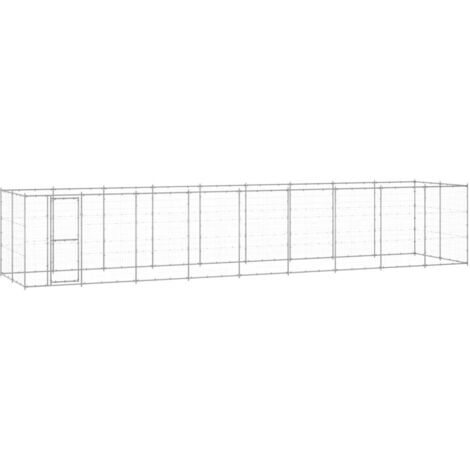 Chenil d'extérieur  Enclos Parc Cage pour chiens Acier galvanisé 21,78 m² 59483