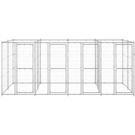 Chenil d'extérieur  Enclos Parc Cage pour chiens Acier galvanisé 9,68 m² 24949