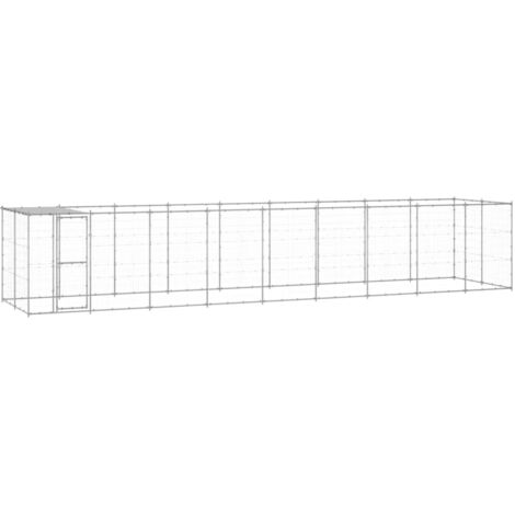 Chenil d'extérieur  Enclos Parc Cage pour chiens Acier galvanisé avec toit 21,78 m² 13535