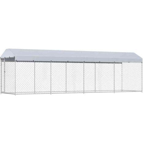 Chenil d'extérieur  Enclos Parc Cage pour chiens avec toit pour chiens 760x190x225 cm 71154