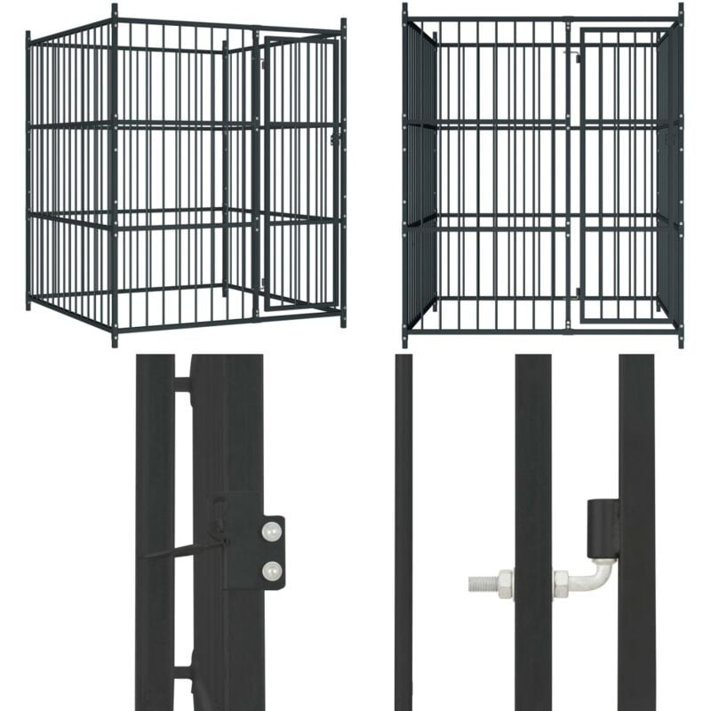 Vidaxl - Chenil d'extérieur pour chiens 150 x 150 x 185 cm - chenil - chenils - Home & Living - Noir