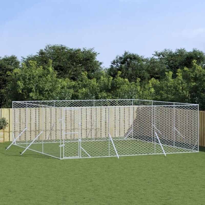 Vidaxl - Chenil d'extérieur pour chiens argenté 6x6x2 m acier galvanisé