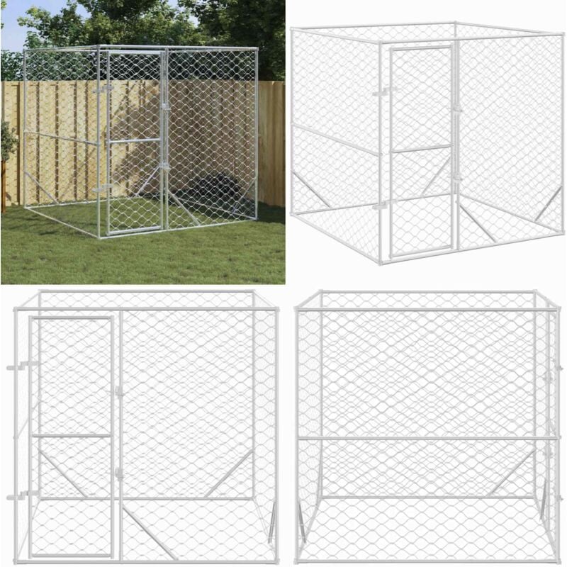 Vidaxl - Chenil d'extérieur pour chiens argenté 2x2x2 m acier galvanisé - Chenil Exterieur - Abri Chien - Enceinte Chien - Cage Chien - Animal
