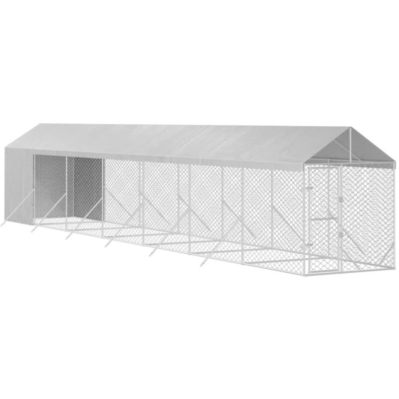 Vidaxl - Chenil d'extérieur pour chiens avec toit argenté 2x14x2,5 m