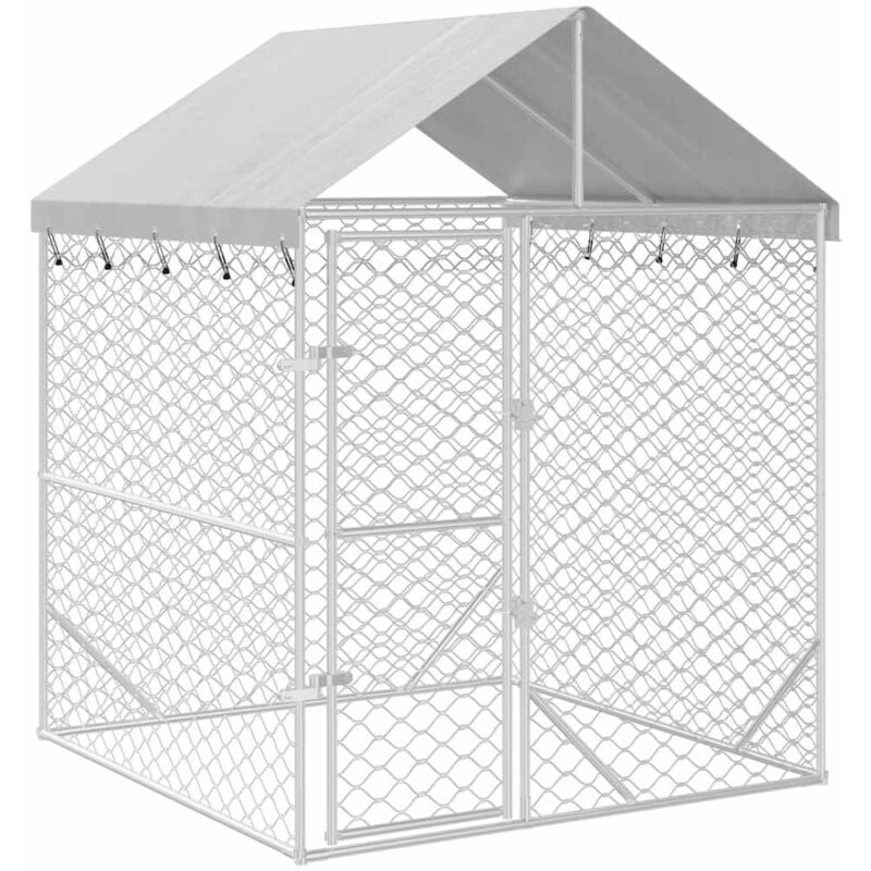 Vidaxl - Chenil d'extérieur pour chiens avec toit argenté 2x2x2,5 m