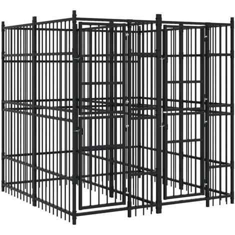 Chenil d'extérieur pour chiens Parc enclos pour animaux - Acier 3,69 m² BV946139 - BonneVie