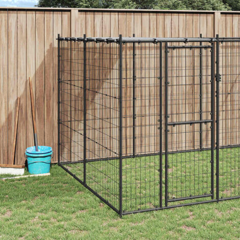 Chenil d'extérieur pour chiens Parc enclos pour animaux - Acier avec toit 16,94 m² BV966121 - BonneVie