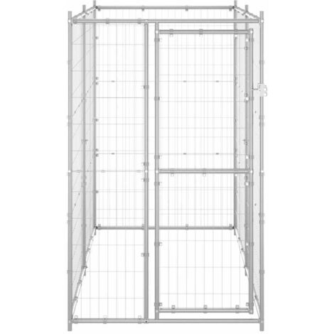 Chenil d'extérieur pour chiens Parc enclos pour animaux - Acier galvanisé 110x220x180 cm BV767640 - BonneVie