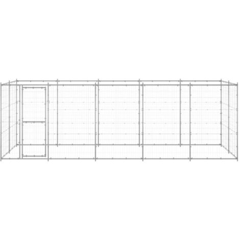 Chenil d'extérieur pour chiens Parc enclos pour animaux - Acier galvanisé 12,1 m² BV447233 - BonneVie