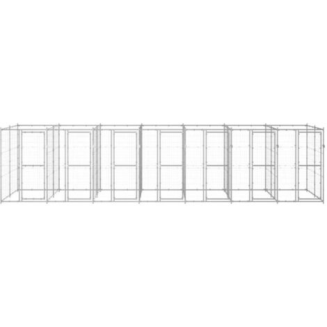Chenil d'extérieur pour chiens Parc enclos pour animaux - Acier galvanisé 16,94 m² BV894711 - BonneVie