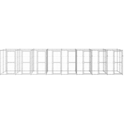 Chenil d'extérieur pour chiens Parc enclos pour animaux - Acier galvanisé 19,36 m² BV426364 - BonneVie
