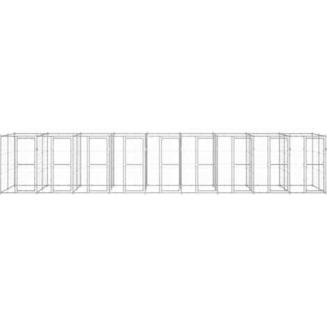 Chenil d'extérieur pour chiens Parc enclos pour animaux - Acier galvanisé 21,78 m² BV741378 - BonneVie