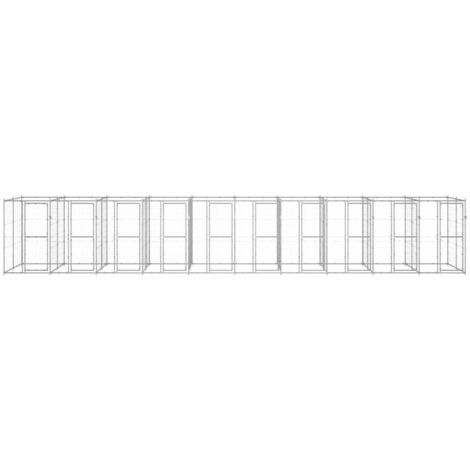 Chenil d'extérieur pour chiens Parc enclos pour animaux - Acier galvanisé 24,2 m² BV648061 - BonneVie