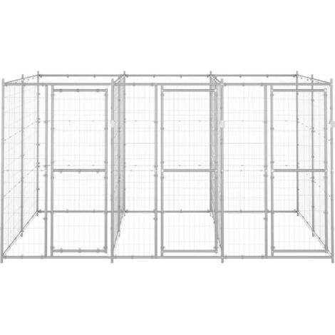 Chenil d'extérieur pour chiens Parc enclos pour animaux - Acier galvanisé 7,26 m² BV232075 - BonneVie