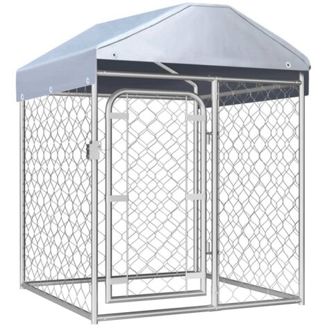 Chenil d'extérieur pour chiens Parc enclos pour animaux - avec toit 100 x 100 x 125 cm BV660987 - BonneVie